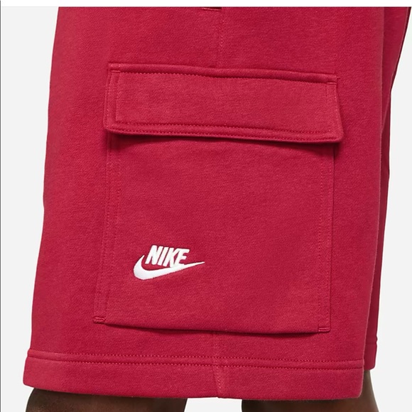 Nike Other - Nike Sportswear Club Fleece Cargo Shorts Mens Red NEW CZ9956-690